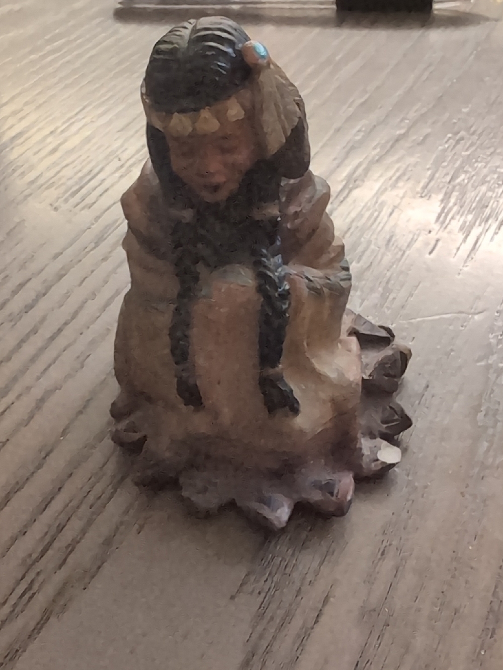 Hand-Painted Native Figure Home Art Sculpture in Brown